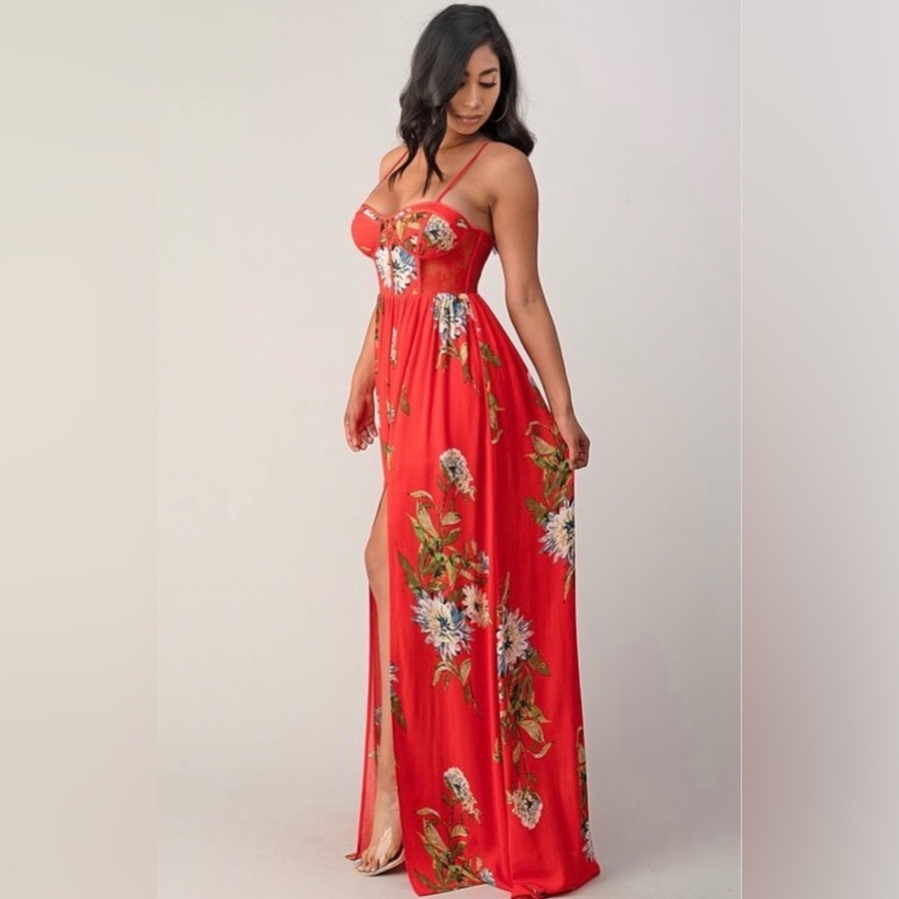 Brand new Floral Orange Maxi Dress- never been worn